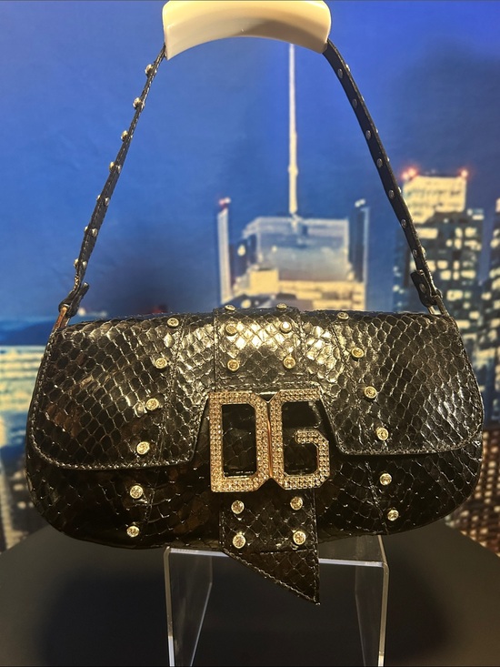 Dolce & Gabbana Handbags - DOLCE & GABBANA VINTAGE black python with crystals shoulder bag